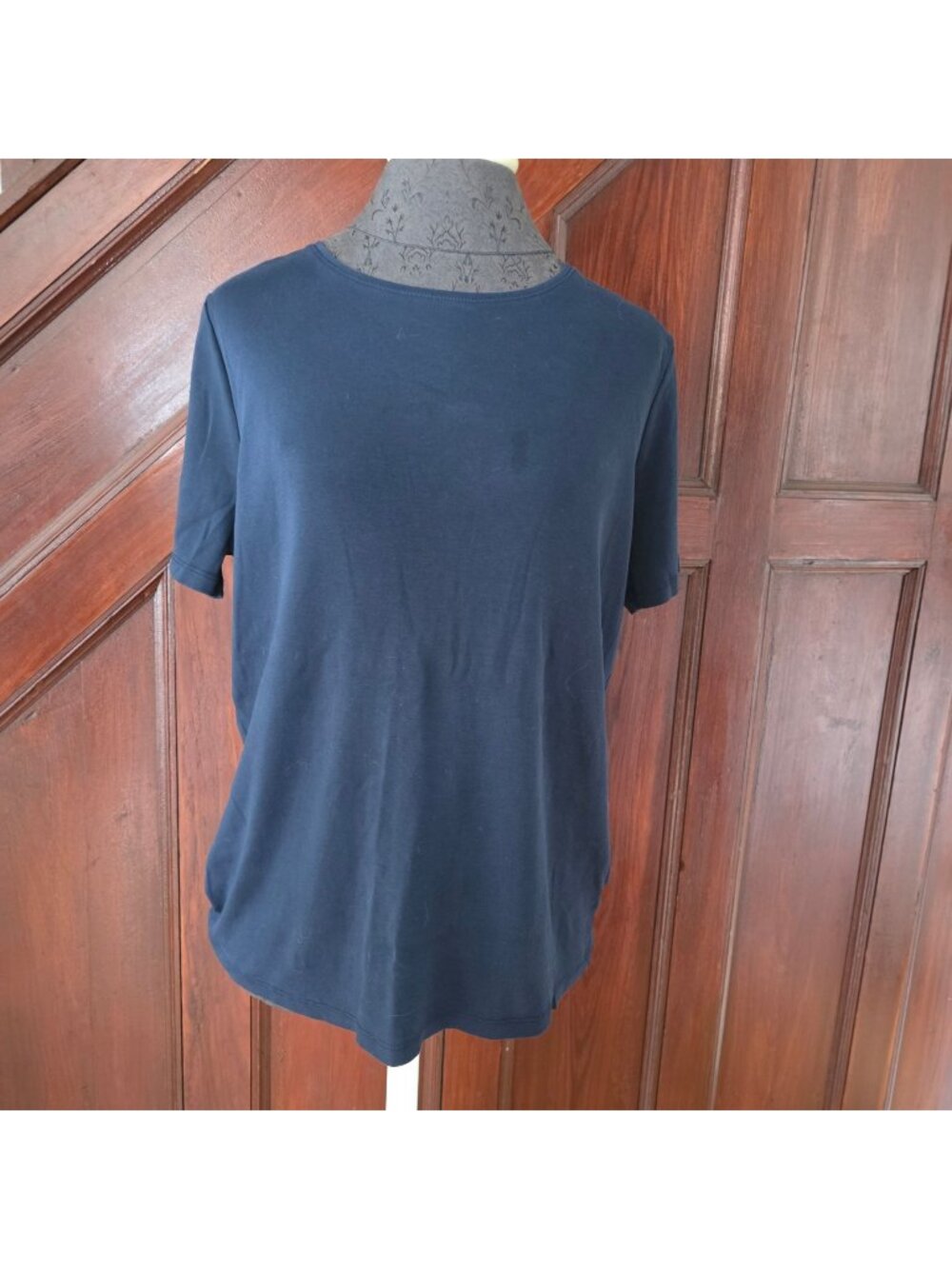 Talbots Womens Plus Size 1X Navy Blue Pima Cotton Short Sleeve T-Shirt